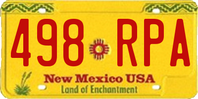NM license plate 498RPA