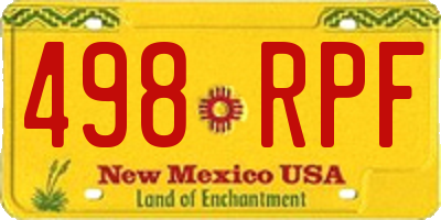 NM license plate 498RPF
