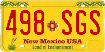 NM license plate 498SGS