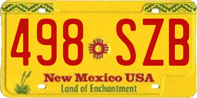 NM license plate 498SZB