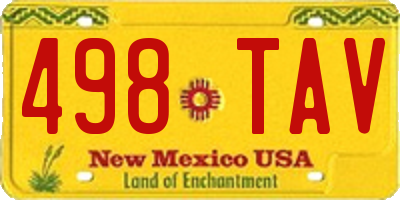 NM license plate 498TAV