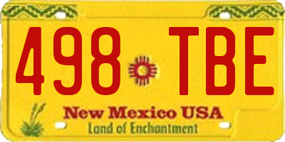 NM license plate 498TBE