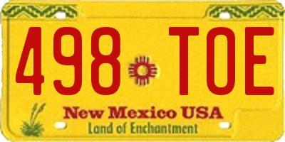 NM license plate 498TOE