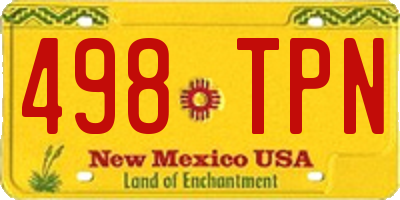 NM license plate 498TPN