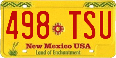 NM license plate 498TSU