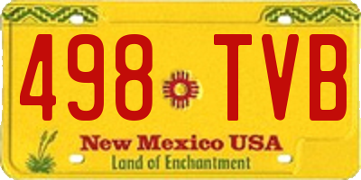 NM license plate 498TVB