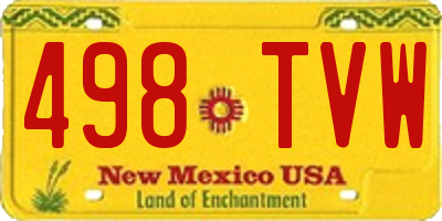 NM license plate 498TVW