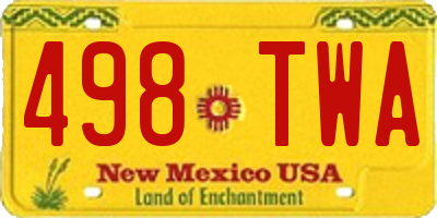 NM license plate 498TWA