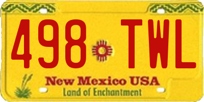 NM license plate 498TWL