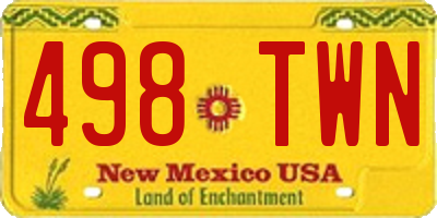 NM license plate 498TWN