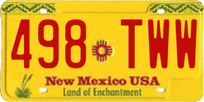 NM license plate 498TWW