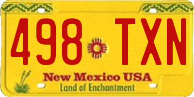 NM license plate 498TXN
