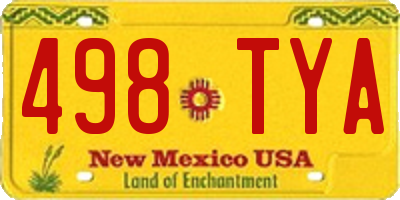 NM license plate 498TYA