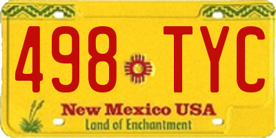 NM license plate 498TYC