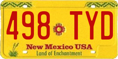 NM license plate 498TYD