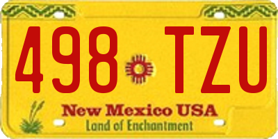 NM license plate 498TZU