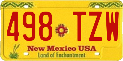 NM license plate 498TZW