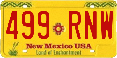 NM license plate 499RNW