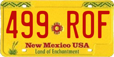 NM license plate 499ROF