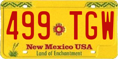 NM license plate 499TGW