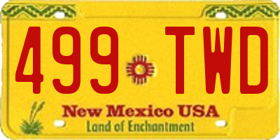 NM license plate 499TWD