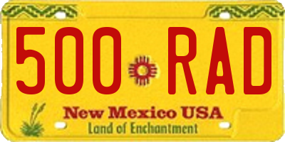 NM license plate 500RAD