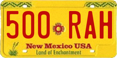 NM license plate 500RAH