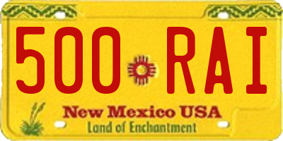 NM license plate 500RAI