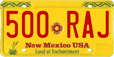 NM license plate 500RAJ