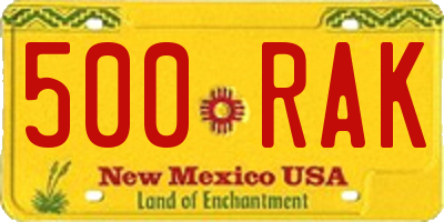 NM license plate 500RAK