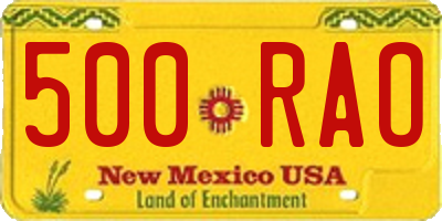NM license plate 500RAO