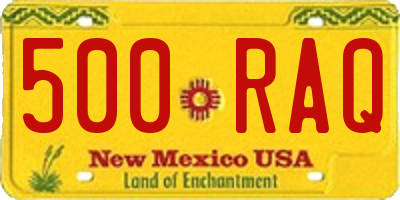NM license plate 500RAQ