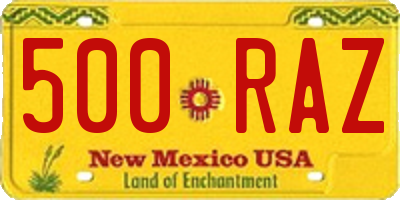 NM license plate 500RAZ