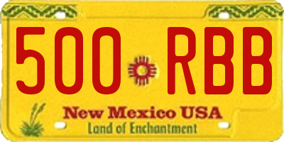 NM license plate 500RBB
