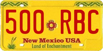 NM license plate 500RBC