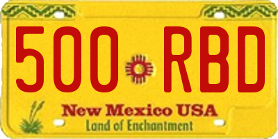 NM license plate 500RBD