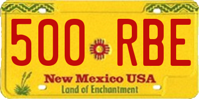 NM license plate 500RBE