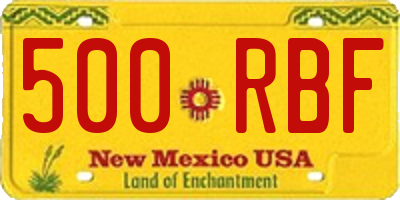 NM license plate 500RBF