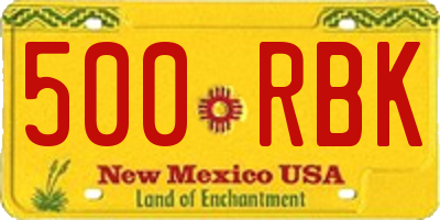 NM license plate 500RBK