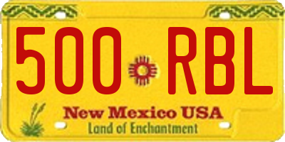 NM license plate 500RBL