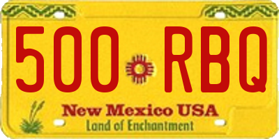 NM license plate 500RBQ