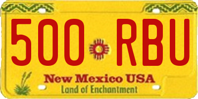 NM license plate 500RBU
