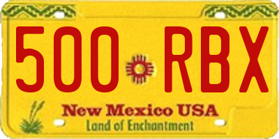 NM license plate 500RBX