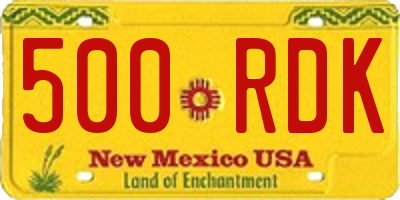 NM license plate 500RDK