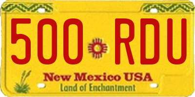 NM license plate 500RDU