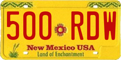 NM license plate 500RDW