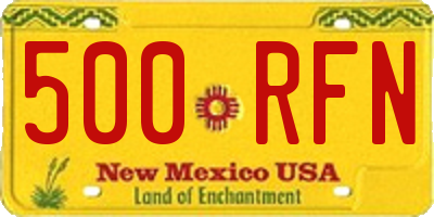 NM license plate 500RFN