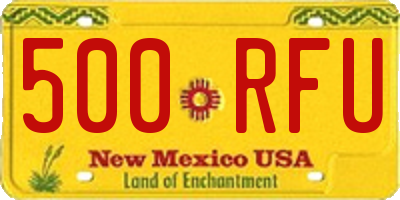 NM license plate 500RFU
