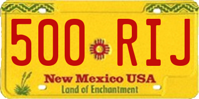 NM license plate 500RIJ