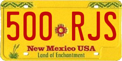 NM license plate 500RJS